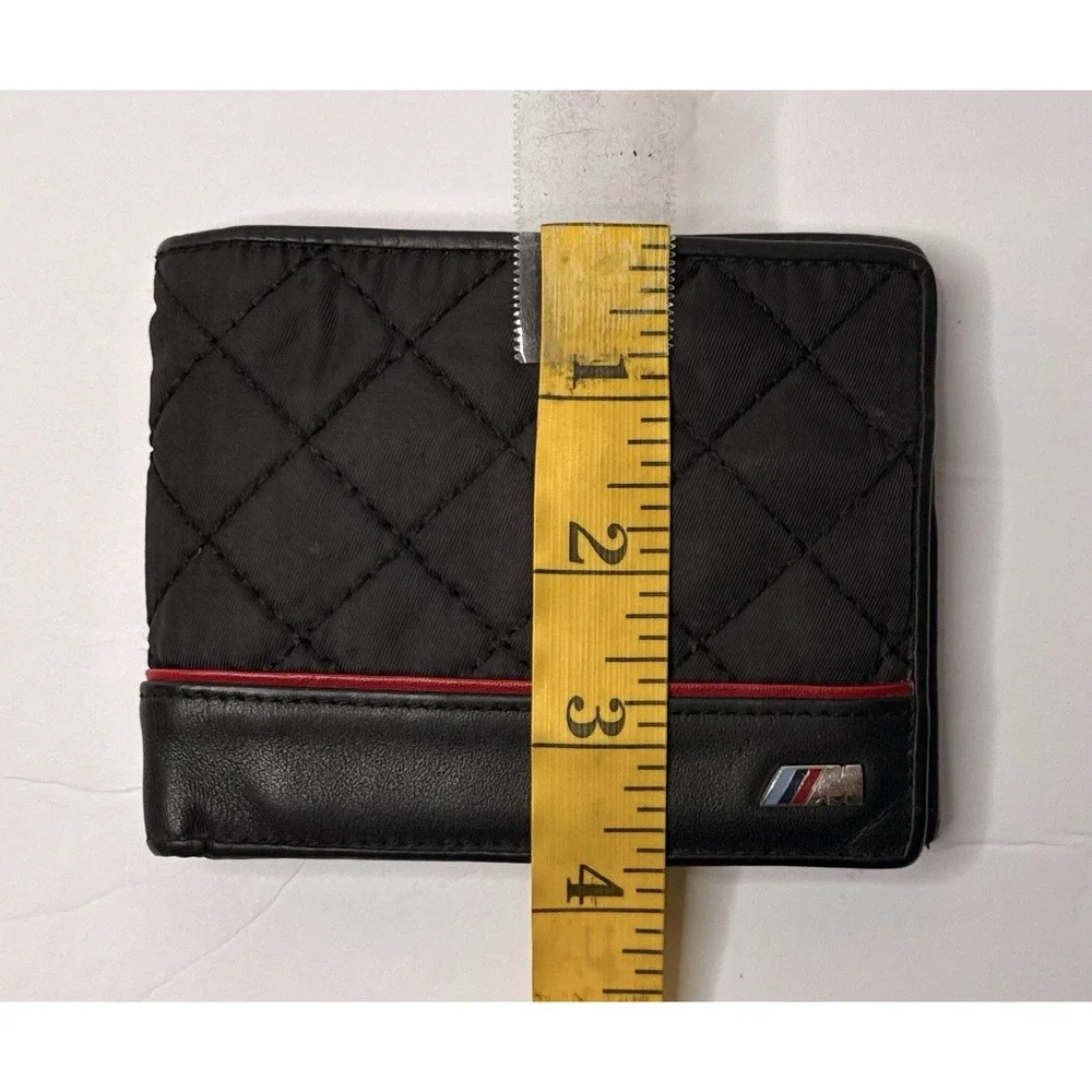 BMW M Series Quilted Nylon & Leather Bifold Wallet Black Car Lover Rare Dad